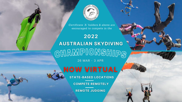 2022 Virtual Australian Skydiving Championships in AE, CF, FS, VFS, SS, WS